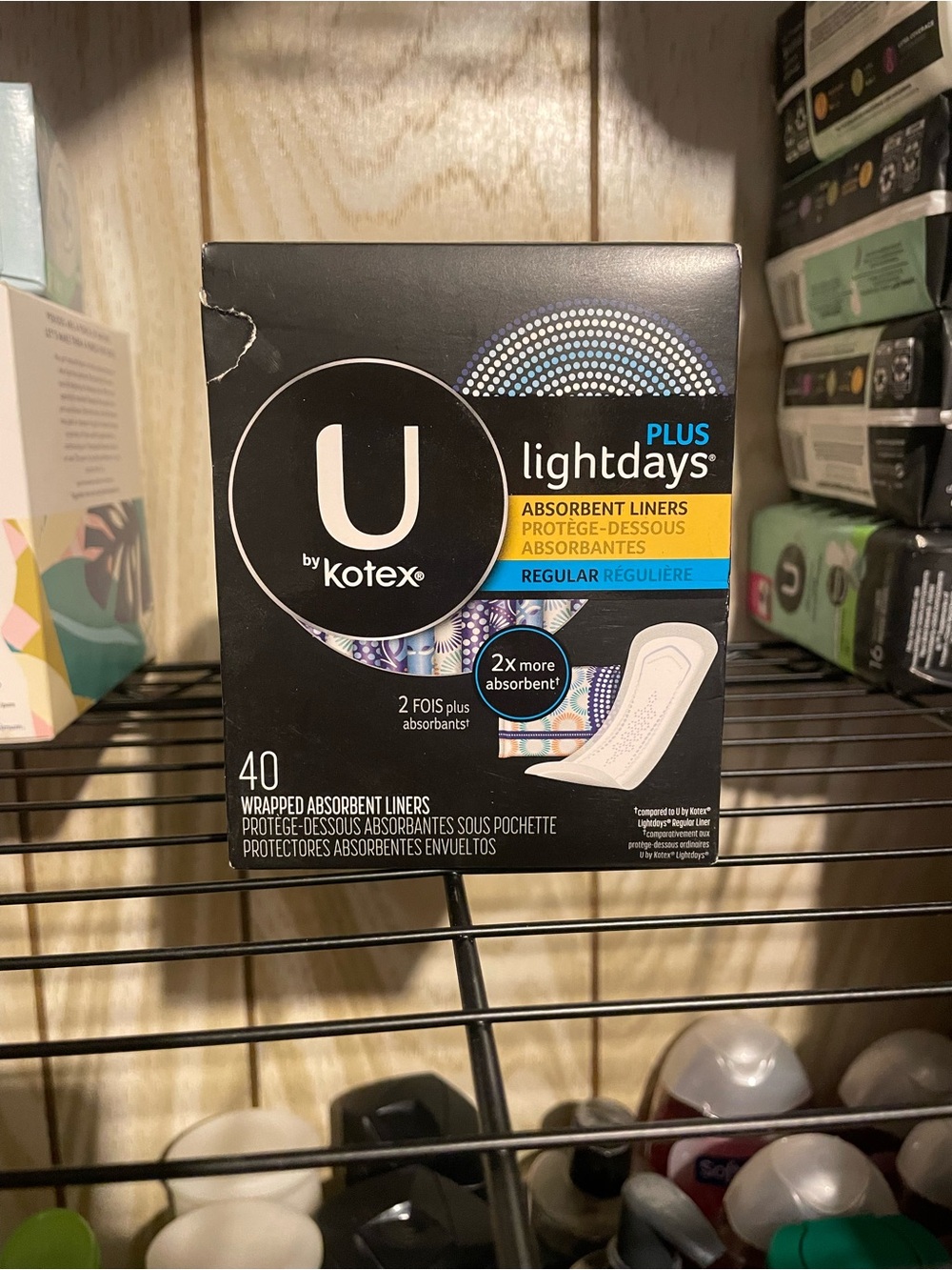 Lightdays U by Kotex Plus Regular Absorbent Liners - Black/White